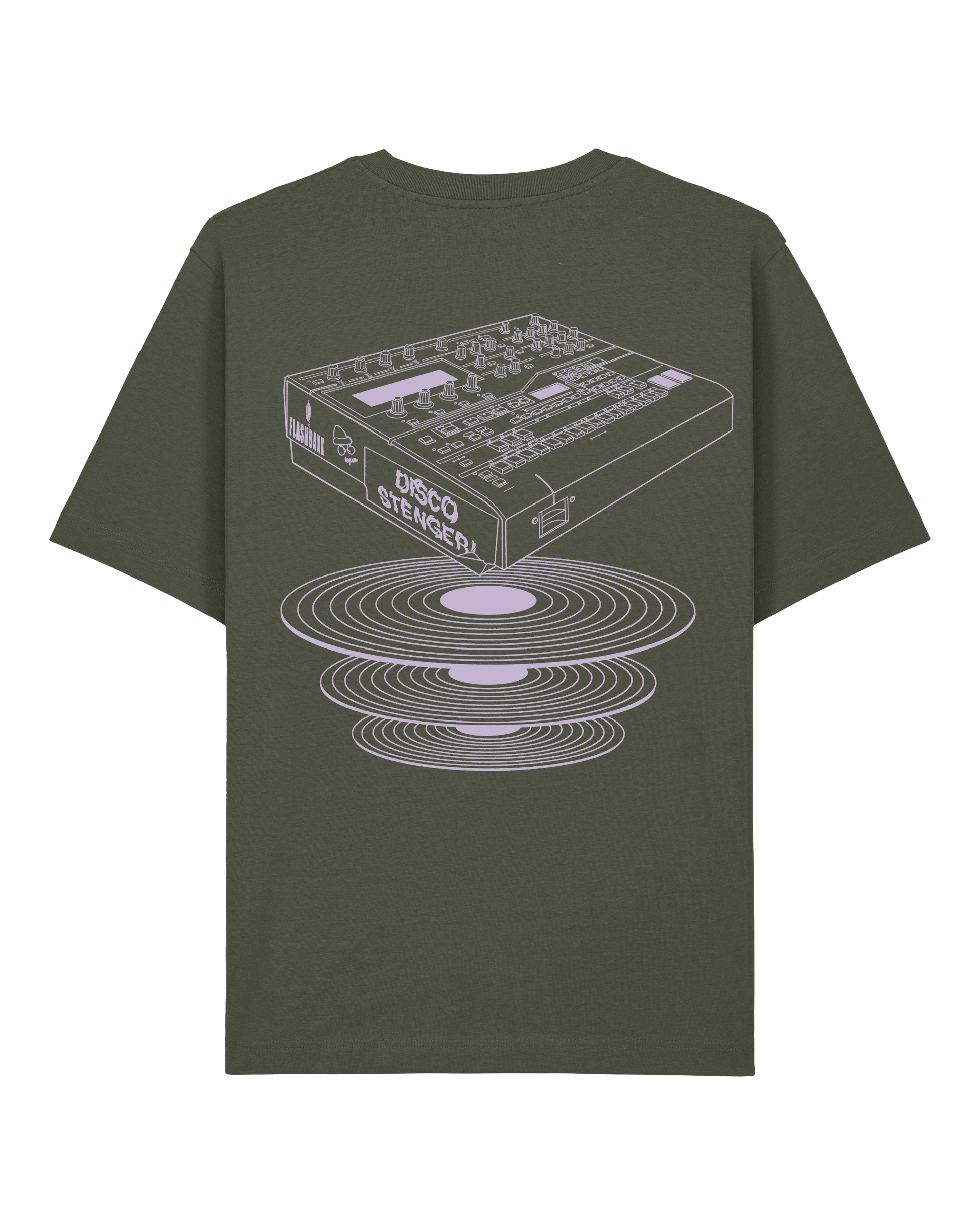 Flieder auf alte Olive (Khaki grün)  - T-Shirt