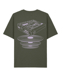 Flieder auf alte Olive (Khaki grün)  - T-Shirt